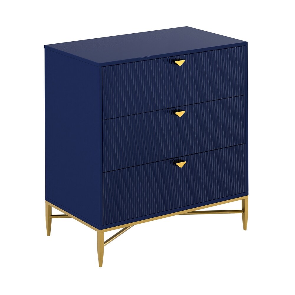 Clihome Modern Glossy Storage Dresser Chest with 3 Drawers