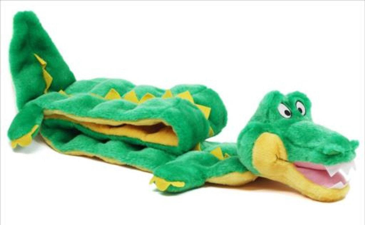 Outward Hound Green Gator Ginormous Dog Squeaky Toy， 32 Squeakers