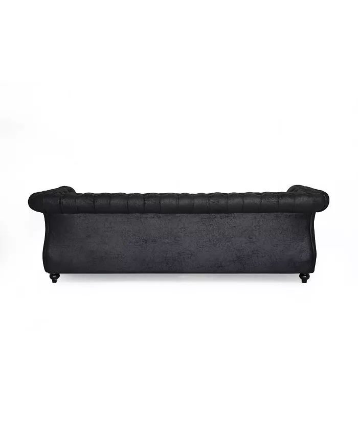 Noble House Somerville Chesterfield Tufted Sofa with Scroll Arms