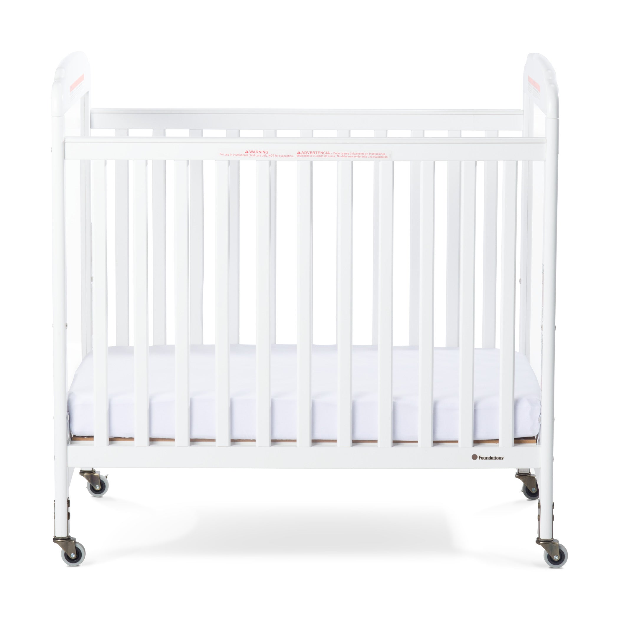 Foundations Next Gen Serenity Clearview Compact Portable Mini Crib with Mattress, White