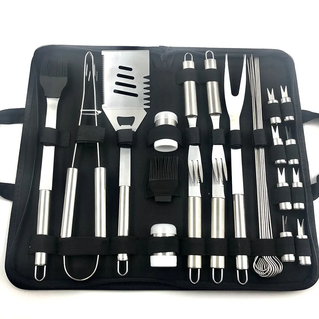 29pcs Outdoor Camping Korean Utensils Cooking Stainless Steel Barbecue Portable Grill Bbq Tools Set