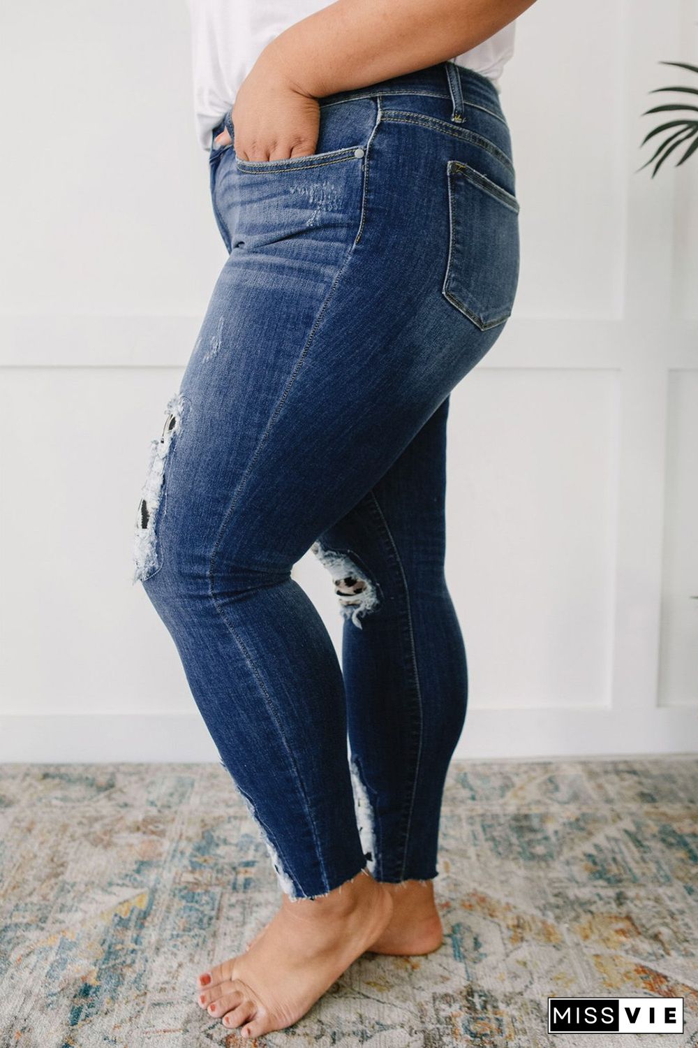 Animal Inner Patches Ripped Plus Size Jeans