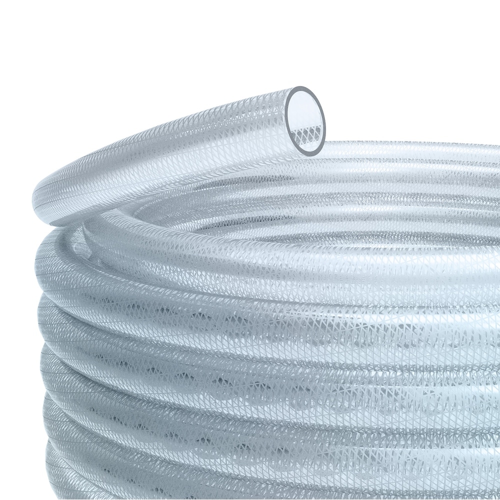 Alpine Corporation 100 Ft. Braided PVC Tubing with Inside Diameter for Ponds and Fountains  Clear