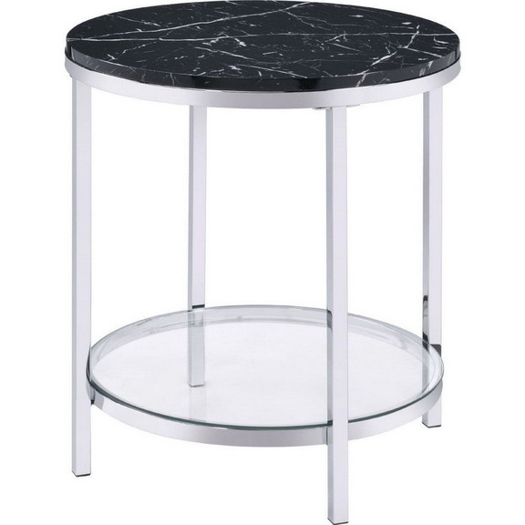 Benjara BM250265 End Table with Round Faux Marble ...