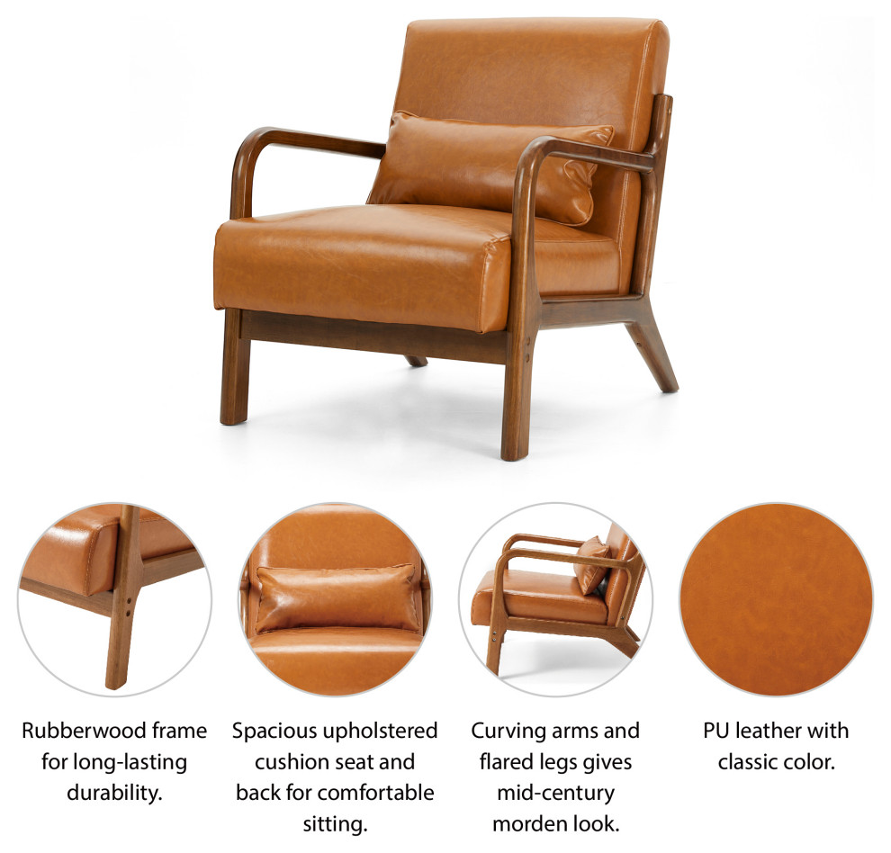 Mid Century Modern Leatherette Accent Armchair  Set of 2   Midcentury   Armchairs And Accent Chairs   by Glitzhome  Houzz