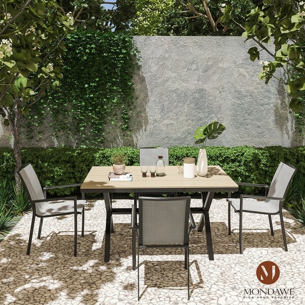 Rectangular Outdoor Dining Table with Imitation Wood Grain