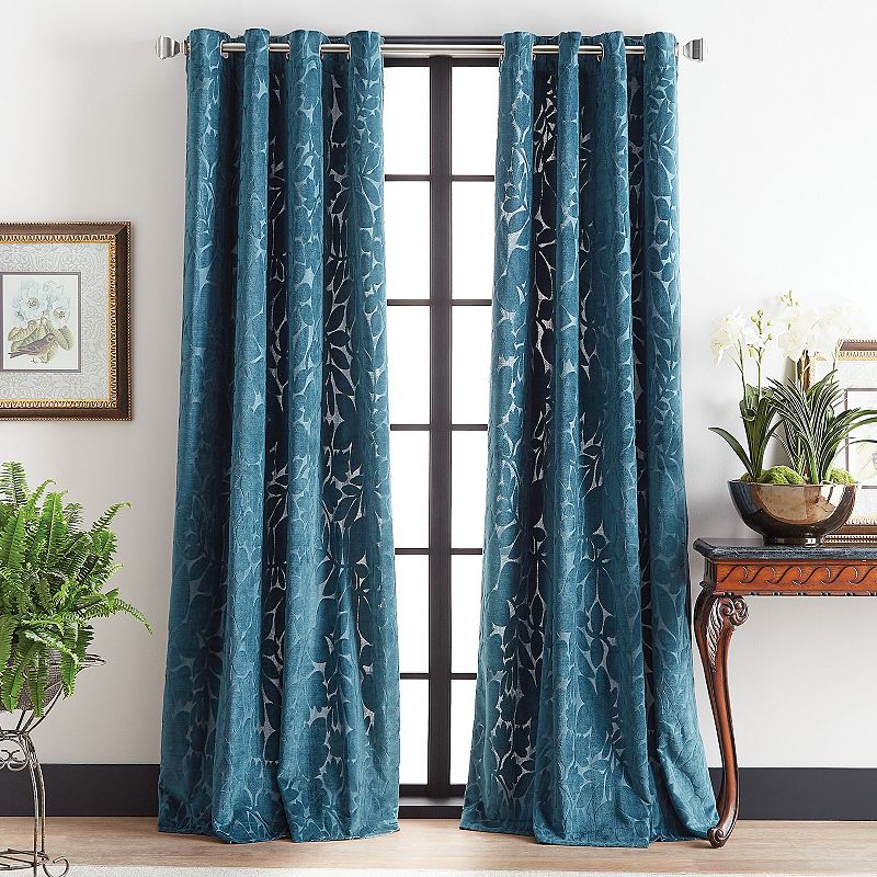 Martha Stewart Sherwood Velvet Grommet 2 Window Curtain Panels