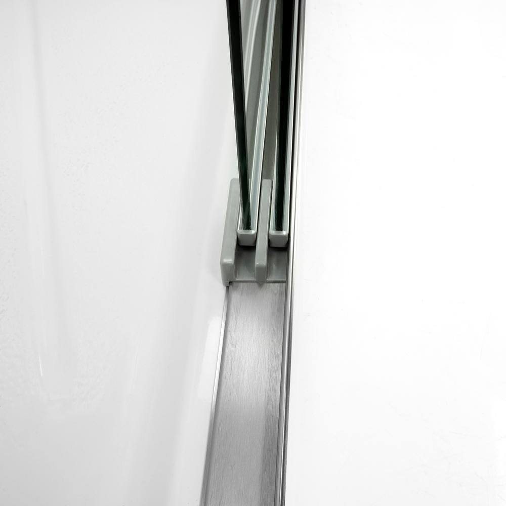 Ella Duo 55 in. x 70 in. Framed Sliding Shower Door in Brushed Nickel with 6 mm Clear Glass Without Handle S5570BN