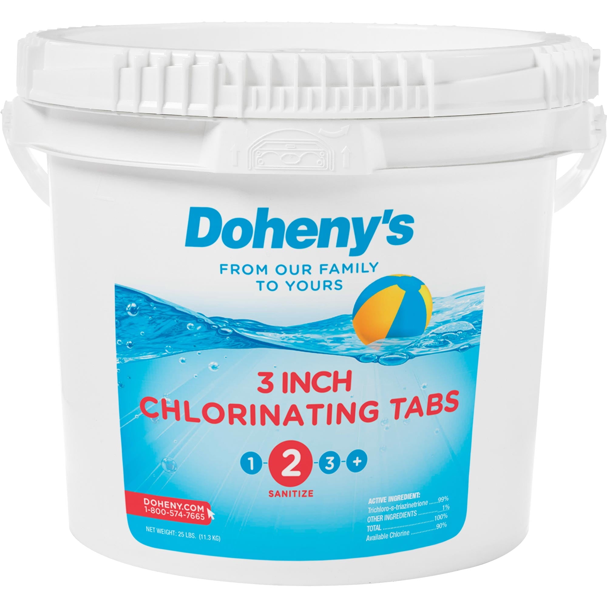 Doheny's 3 Inch Swimming Pool Chlorine Tablets | Pro-Grade Pool Sanitizer | Long Lasting & Slow Dissolving | Individually Wrapped | 99% Active Ingredient, 90% Stabilized Chlorine | 25 LB Bucket