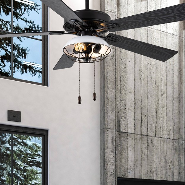 5 blade Led Metal Lantern Lighted Ceiling Fan Black River Of Goods