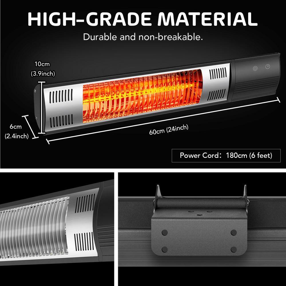 1,500-Watt Infrared Wall Mounted Heater Indoors and Outdoors Heater with Overheat Protection, Remote Control and Timer DHS-CYGL-LL60B