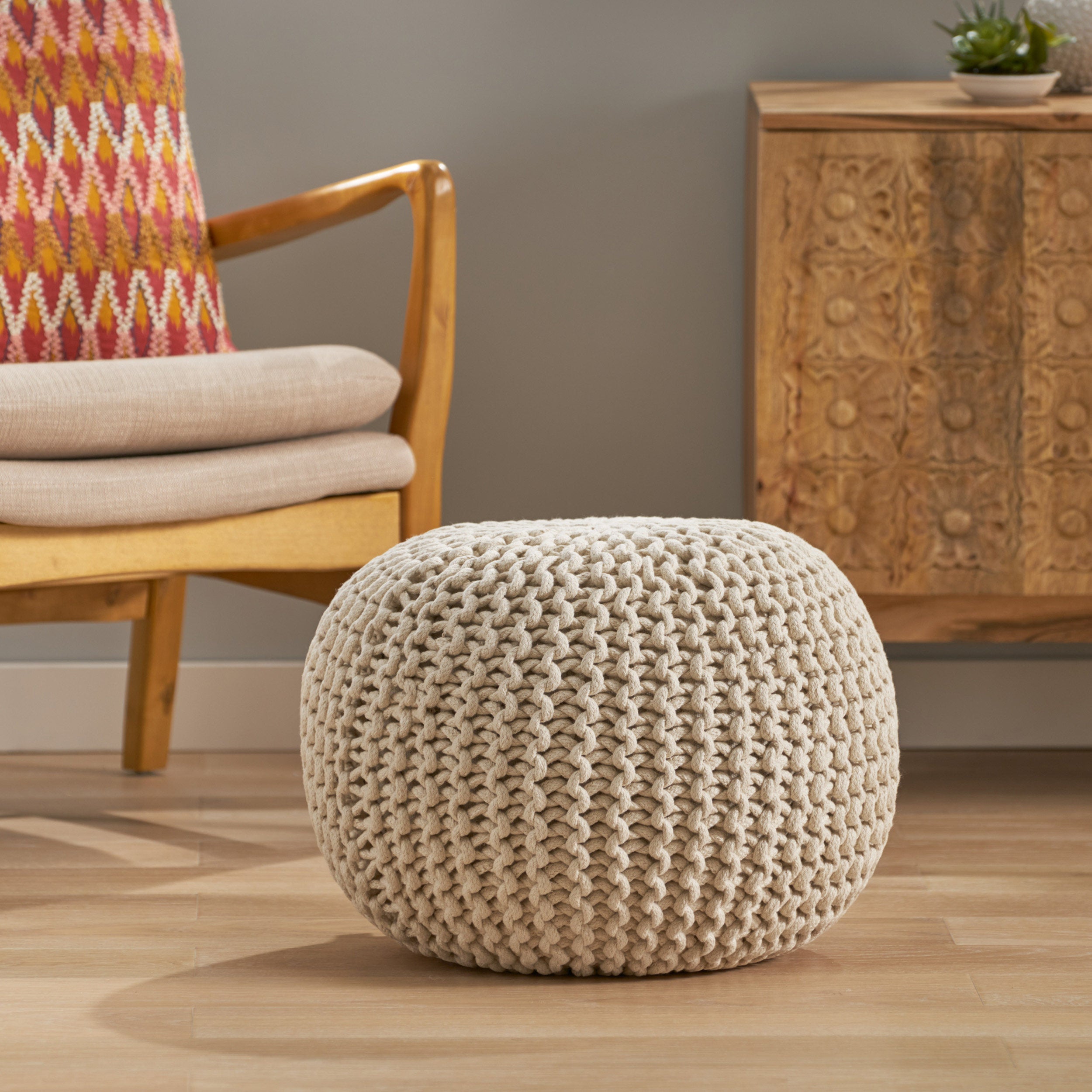 Poona Handcrafted Modern Cotton Pouf