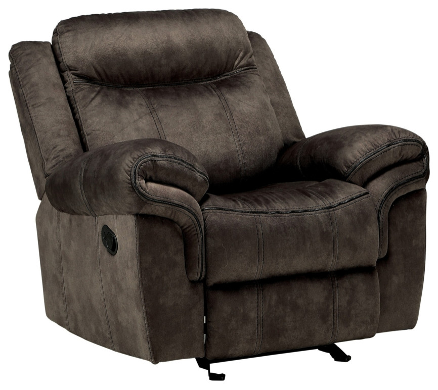 42 Inch Recliner Club Chair Split Back Pillow Top Charcoal Gray Fabric   Transitional   Recliner Chairs   by VirVentures  Houzz