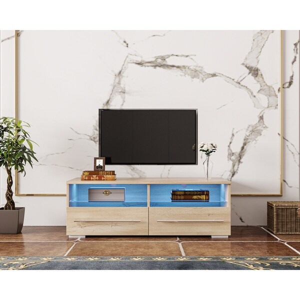 Modern TV cabinet With Two Drawers With Color-Changing Light Strips