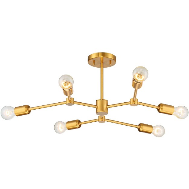 Wide Burnished Brass 6 light Sputnik For Bedroom Kitchen Living Room House