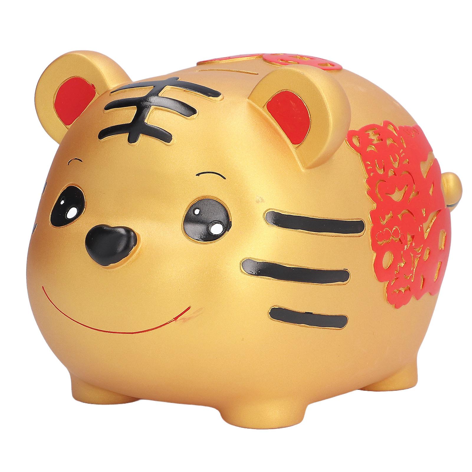 Coin Bank Cute Cartoon Tiger Shape Hand Painted Piggy Bank For Children Gift Home Decoration Coins Storagemiddle Black