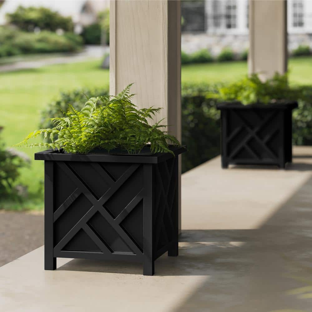 Pure Garden 15.5 in. L x 15.5 in. W x 16.5 in. H Polypropylene Garden Planter Box Black 50-LG1361