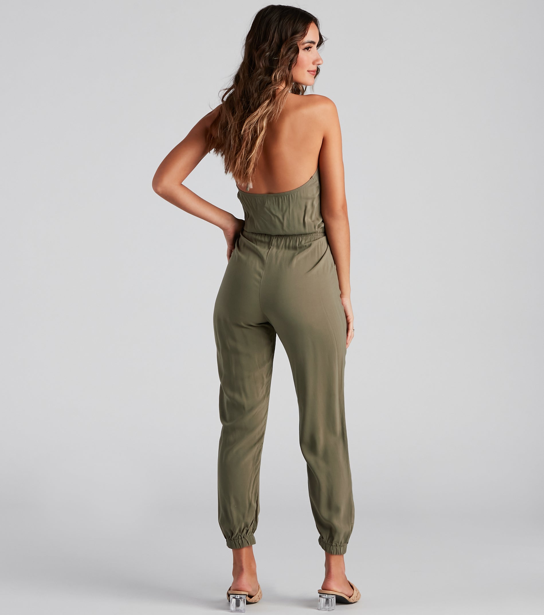 Plunging Into Basics Surplice Jumpsuit