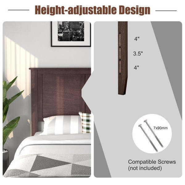 Full Wood Headboard Flat Panel with Pre-drilled Holes and Height Adjustment - - 36068985