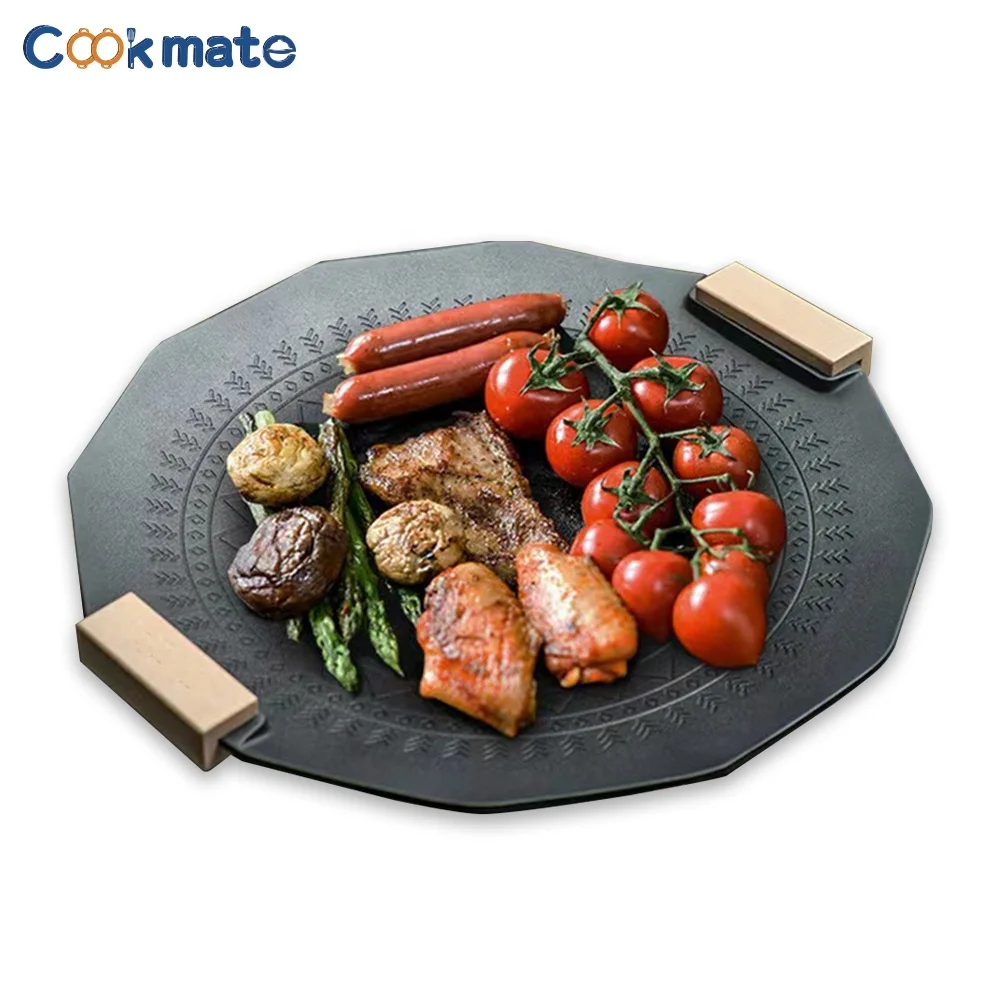 Popular Design Maifanstone Barbecue Camping Hiking Outdoor cooking Plate Round Frying Pan