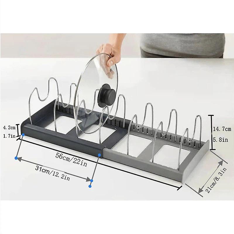 Expandable Pot and Pan Organizer Rack for Cabinet Pot Lid Organizer Holder Cutting Board Cookware Rack Organizer for Cabinet