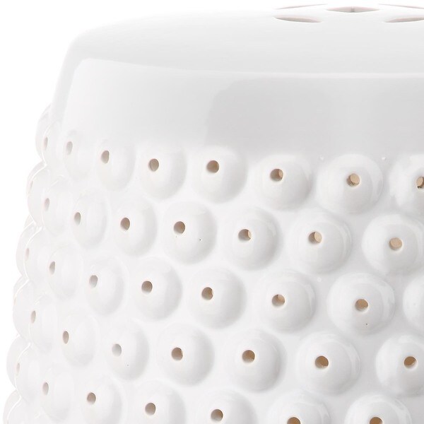 SAFAVIEH Stella White Nailhead Ceramic Decorative Garden Stool