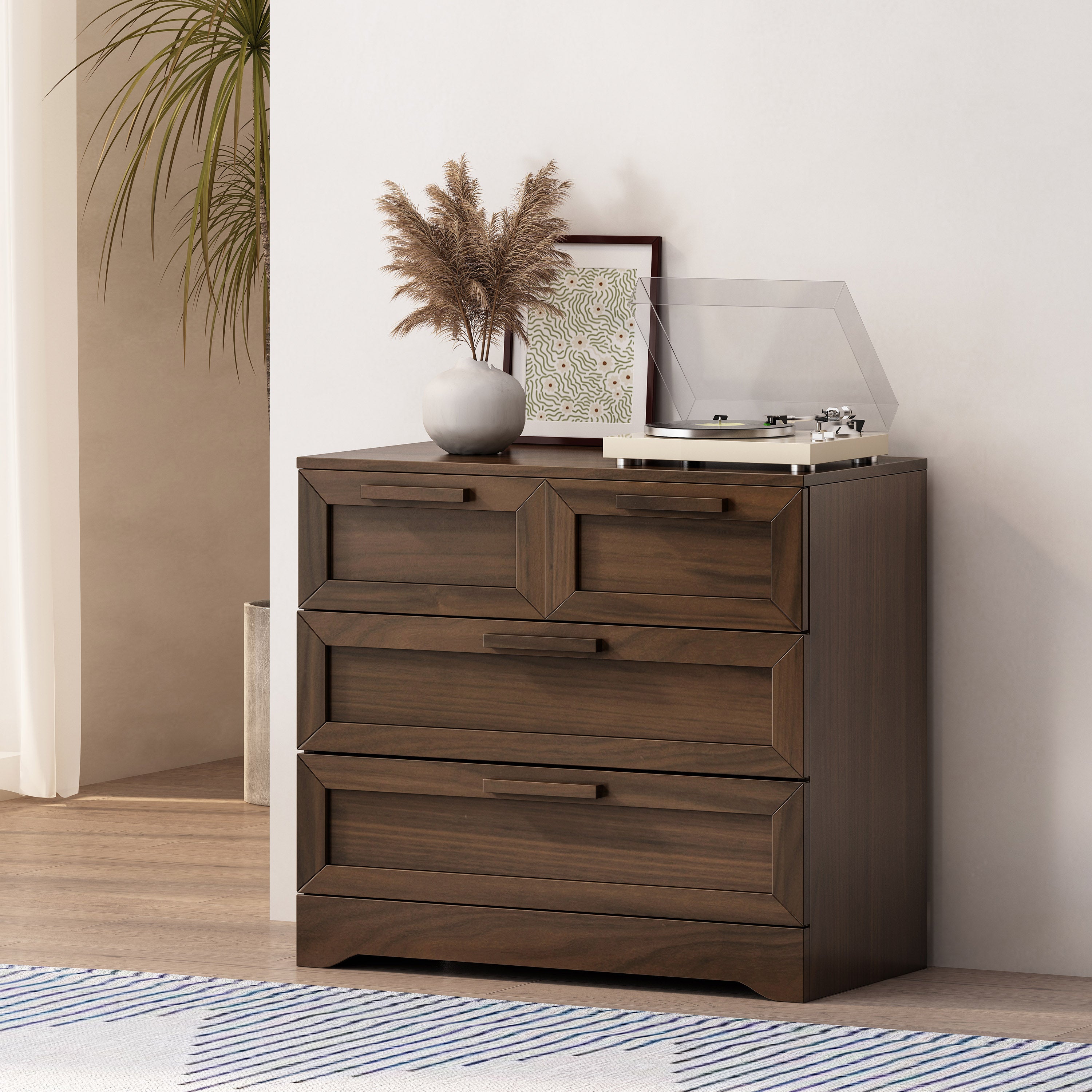 Broxon Rustic Wide 4 Drawer Dresser