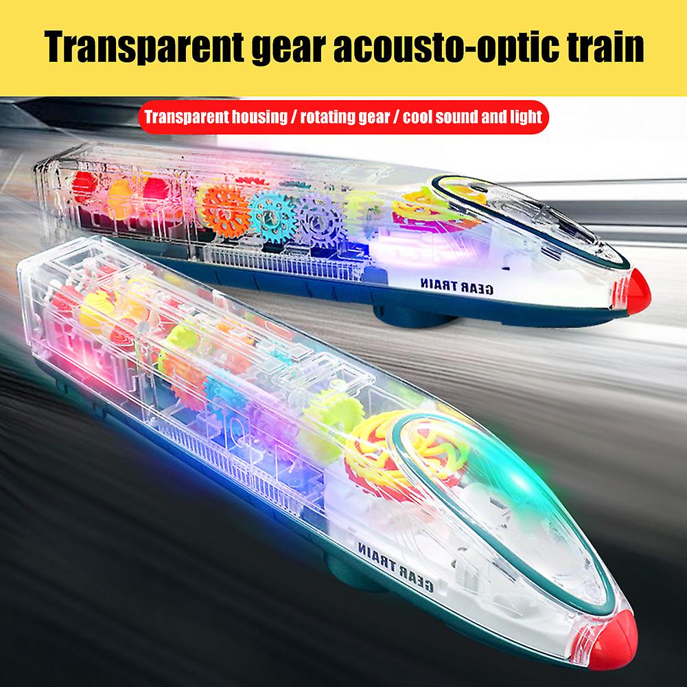 Transparent Gear High Speed Rail Toy Electric Music Lights Train Boys Girls Model Toy