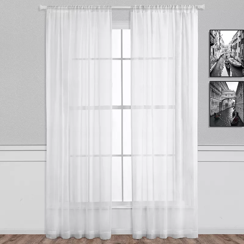 B. Smith Cosmo Linen Look Sheer Set of 2 Window Curtain Panels