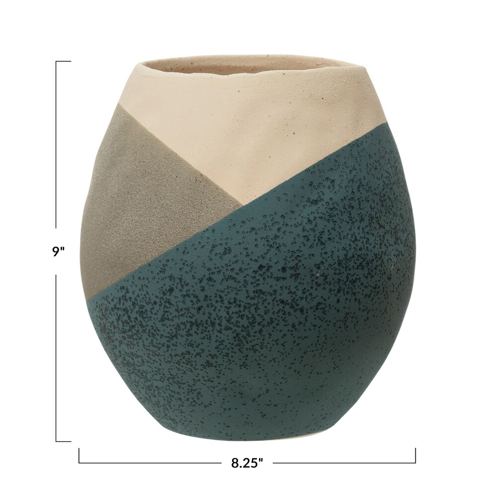 Hand Painted Stoneware Planter  Sand Finish  Multi Color (Holds 5\