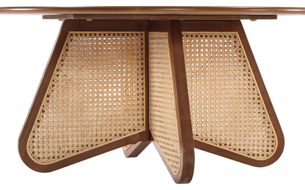 Linh Mid century Walnut/Rattan Round Coffee Table   Midcentury   Coffee Tables   by Best Master Furniture  Houzz