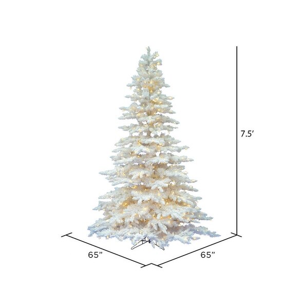 Vickerman 7.5' Flocked White Spruce Artificial Christmas Tree，Pure White Single Mold LED Lights