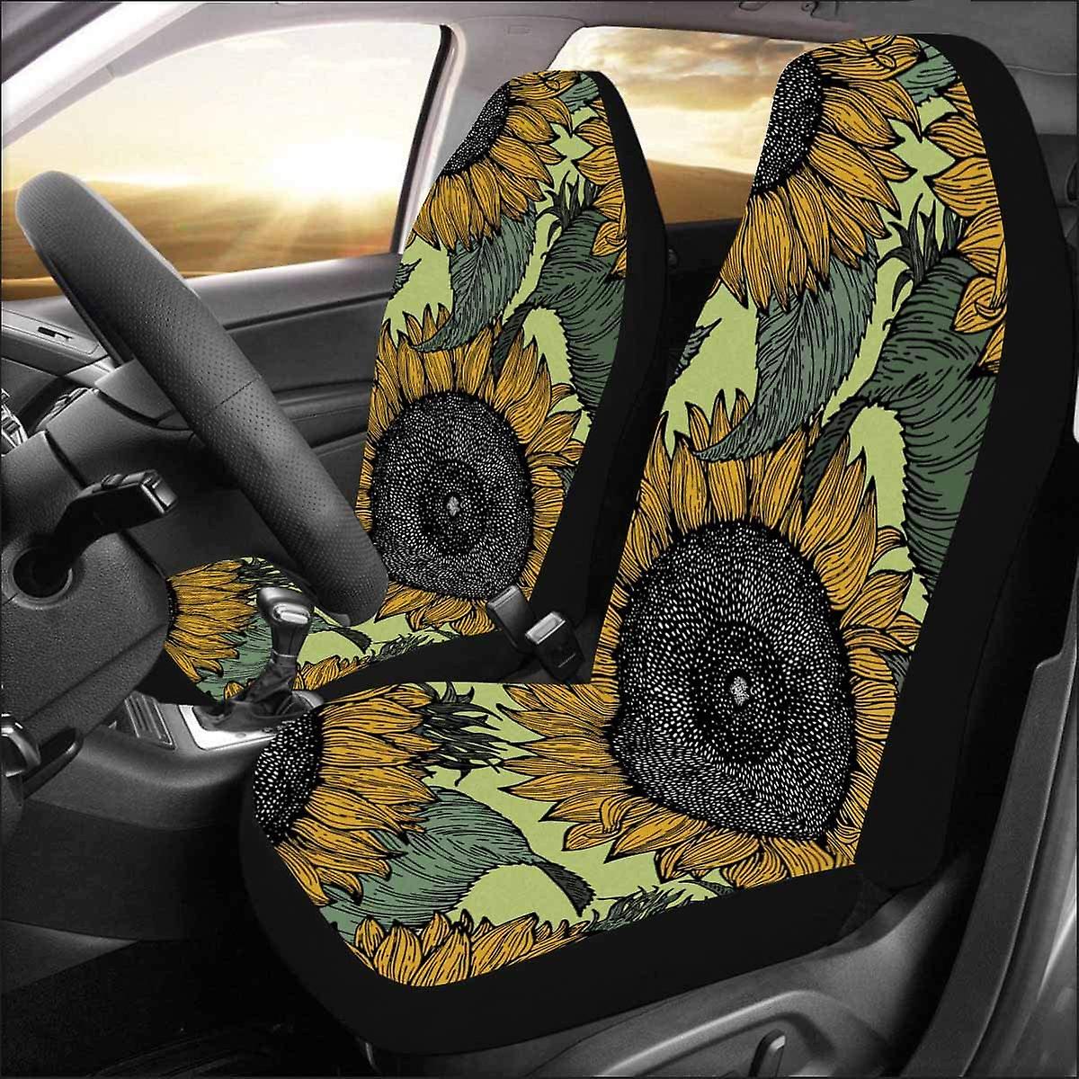 Set Of 2 Car Seat Covers Sunflower Universal Auto Front Seats Protector Fits For Car，suv Sedan，truck D---70211