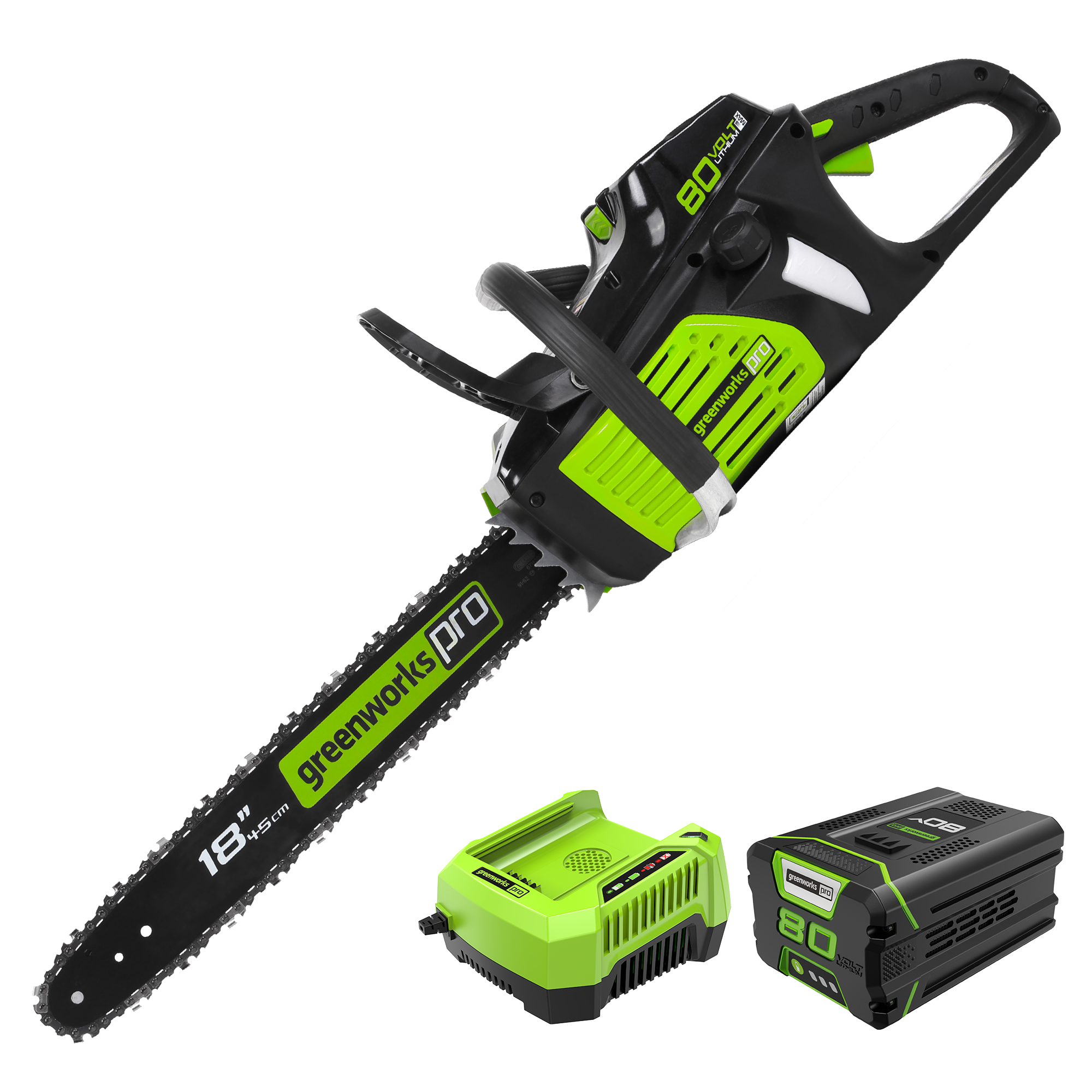 80V 18-Inch Cordless Chainsaw  Battery | Greenworks Tools