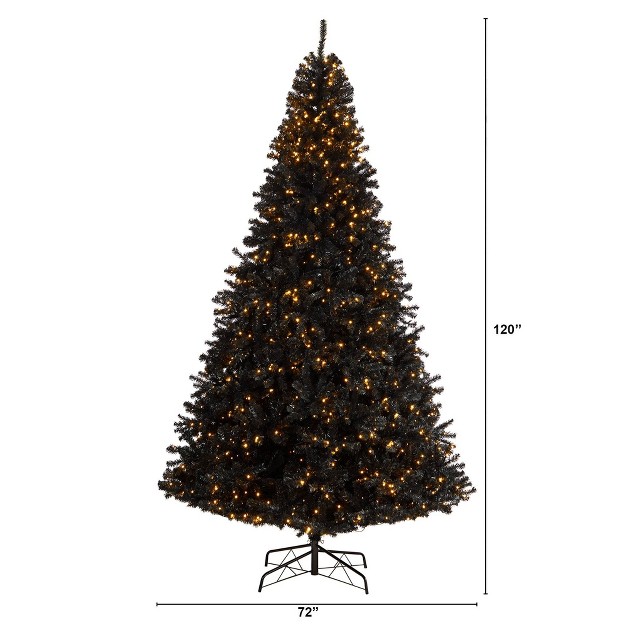 Nearly Natural 10-ft Black Artificial Christmas Tree With 950 Clear Led Lights And 3056 Tips