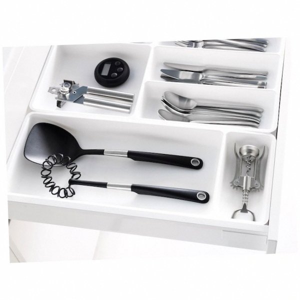 IKEA STODJA Utensil Tray 6 Silverware Utensil Cutlery Organizer White Kitchen 601.772.27