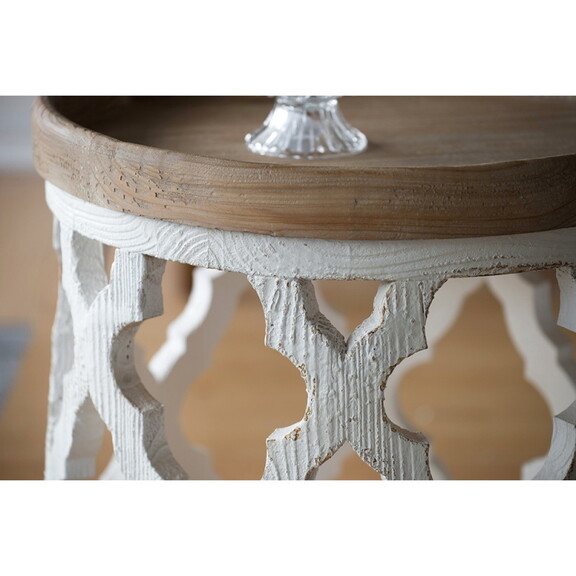 23 Large Distressed White Side Table