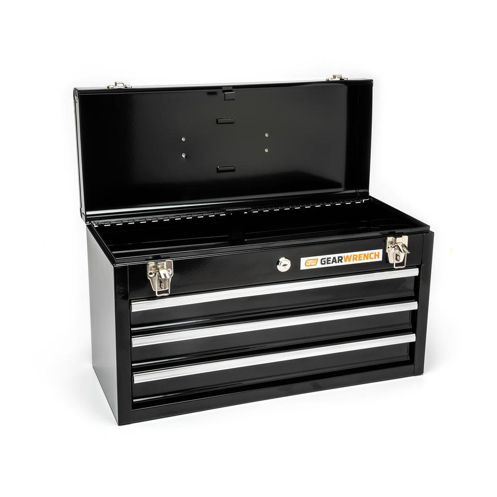 GEARWRENCH 20 in. Black Powder Coated Steel 3-Drawer Portable Locking Tool Box 83151