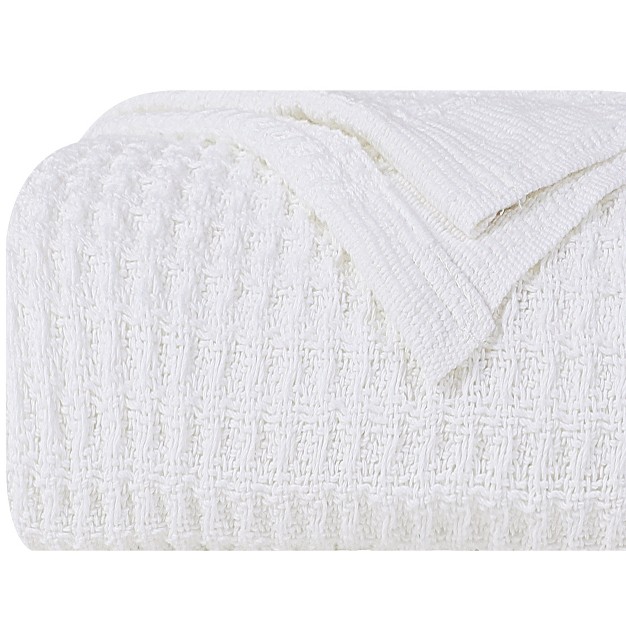 1 Pc Cotton Waffle Weave Comfortable Bed Blanket Piccocasa