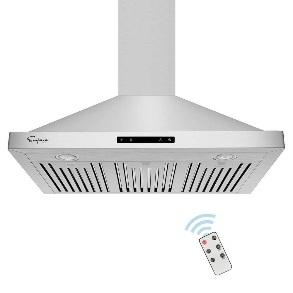 Empava 36 in 380 CFM Convertible Wall Mount Range Hood in Stainless Steel with Exhaust Kitchen Vent Duct and LED Lights