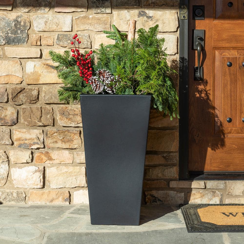 Step2 15 in. x 28 in. Tremont Tall Square Tapered Planter Onyx Black 523499