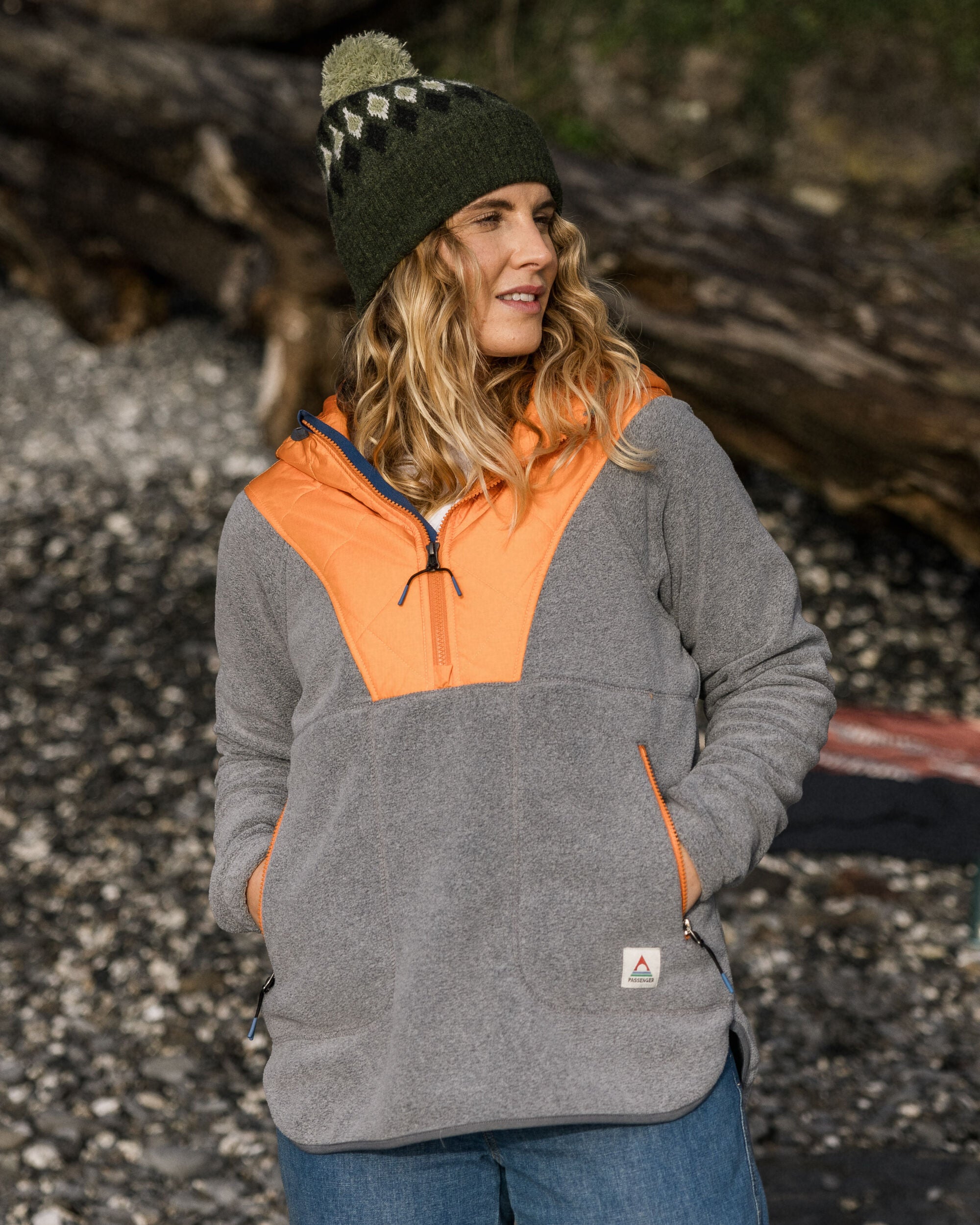 Juana Recycled Polar Hooded Fleece - Grey Marl