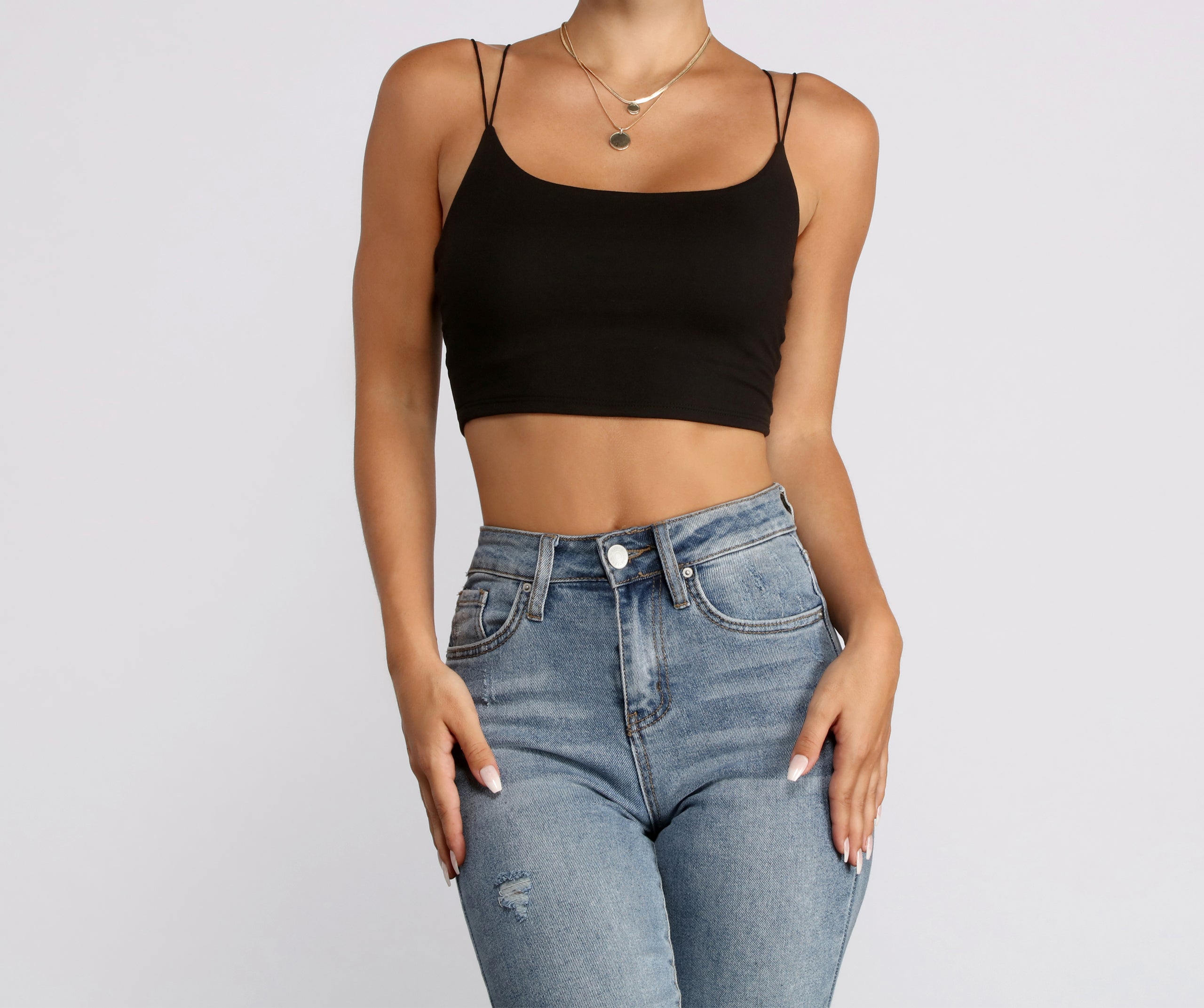 Double Strap Basic Crop Top