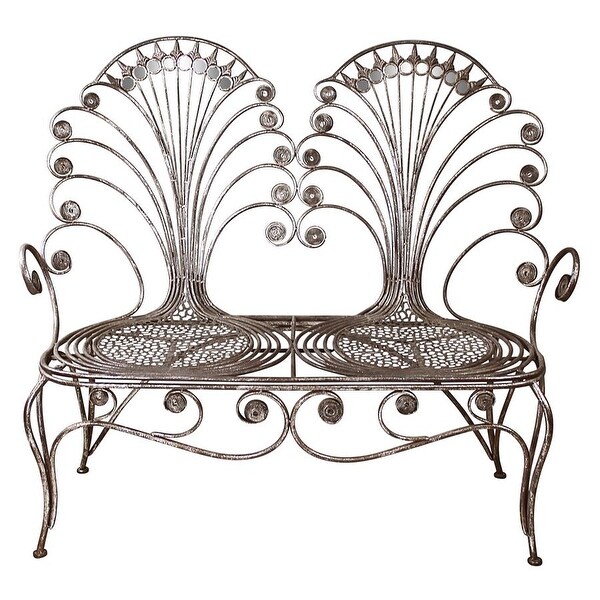 Design Toscano Grand Peacock Metal Garden Loveseat Bench