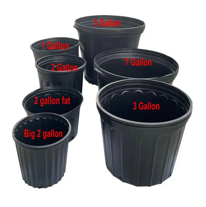 size1 2 3 4 5 7 HDPE Gallon Pot Black Premium Black Hard Plastic Nursery Plant Container Garden Planter Growing Pots