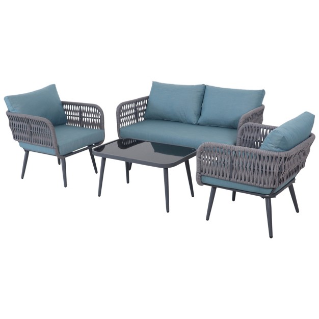 Northlight 4 piece Caicos Outdoor Patio Conversation Set With Cushions