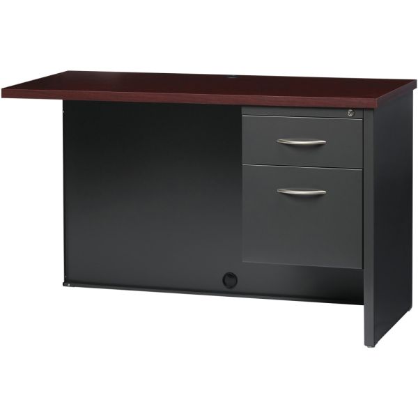 Lorell Mahogany Laminate/Charcoal Modular Desk Series Pedestal Desk - 2-Drawer