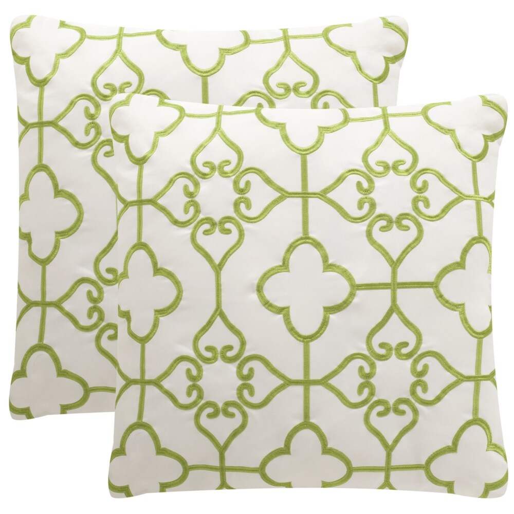 SAFAVIEH Soleil Nadia Indoor/ Outdoor Sweet Green 20 inch Square Throw Pillows (Set of 2)