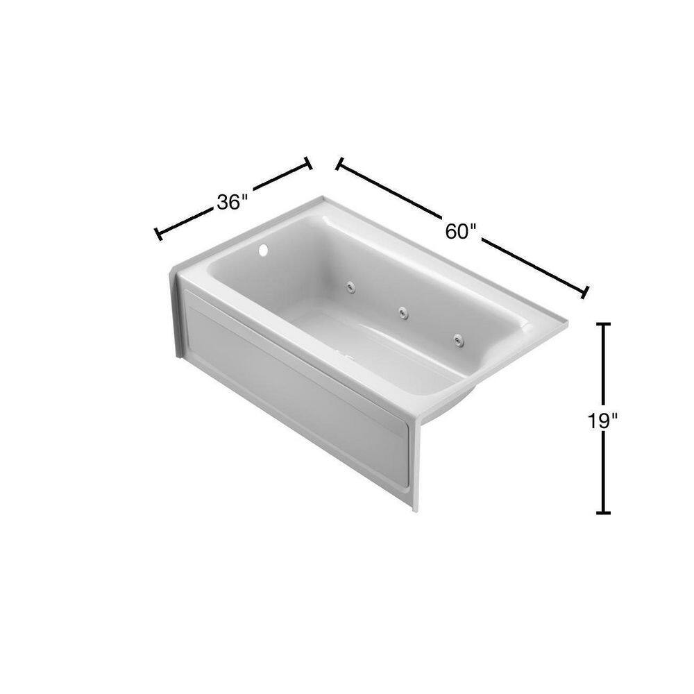 JACUZZI PROJECTA 60 in. x 36 in. Acrylic Left-Hand Drain Rectangular Alcove Whirlpool Bathtub in White R1S6036WLR1XXW