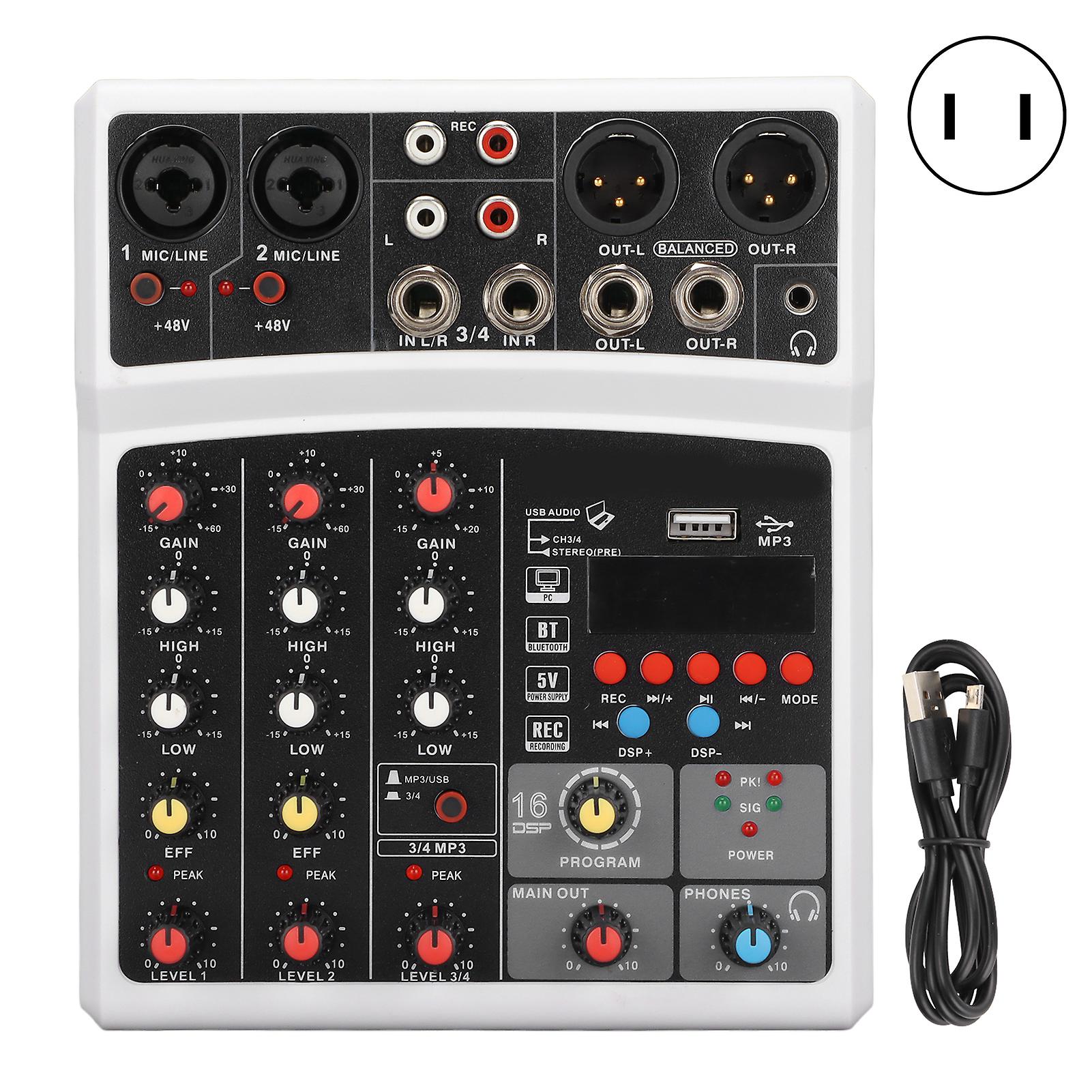 Bmg04d 4 Channel Mixer 48v Phantom Power Stereo Recording 4 Channel Mixing Console 100240vwhite Us Plug